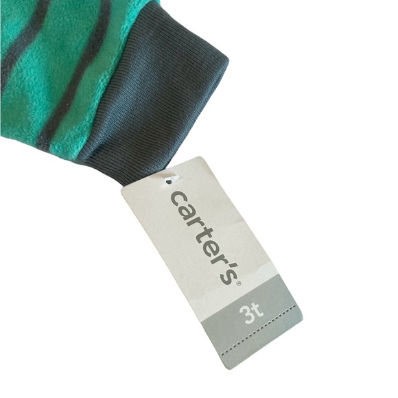 Carter's Toddler 1 Piece Legged Pajamas 3T Aqua & Blue With Bear Feet NWT - Picture 3 of 6